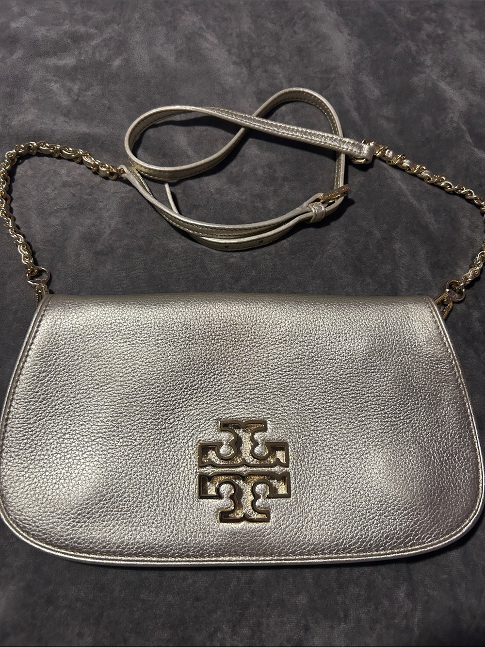 Tory Burch Gold  Metallic Logo Crossbody